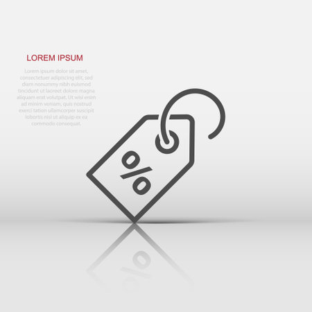 Discount percent tag icon in flat style. Price sale illustration on white isolated background. Promotion coupon concept.のイラスト素材