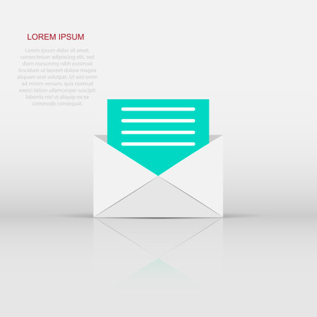 Mail envelope icon in flat style. Email message vector illustration on white isolated background. Mailbox e-mail business concept.のイラスト素材