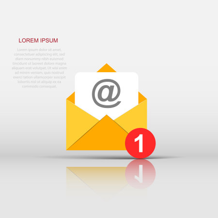 Mail envelope icon in flat style. Email message vector illustration on white isolated background. Mailbox e-mail business concept.のイラスト素材