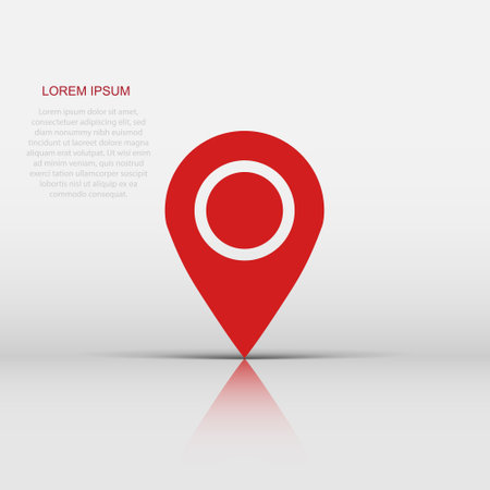 Pin map icon in flat style. Gps navigation vector illustration on white isolated background. Target destination business concept.のイラスト素材