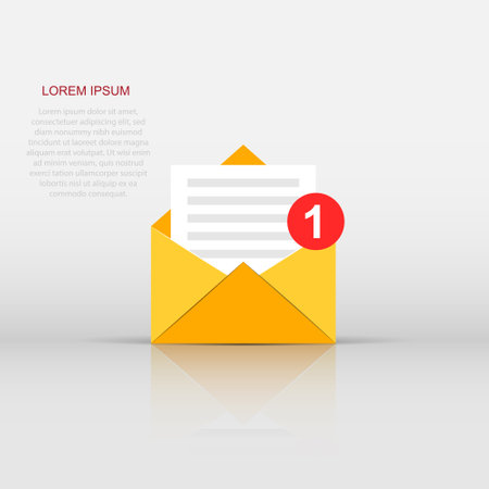Mail envelope icon in flat style. Email message vector illustration on white isolated background. Mailbox e-mail business concept.のイラスト素材