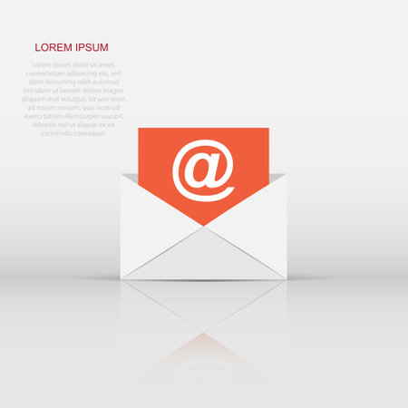 Mail envelope icon in flat style. Email message vector illustration on white isolated background. Mailbox e-mail business concept.のイラスト素材