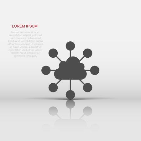 Cloud computing technology vector icon in flat style. Laptop screen on white isolated background. Infographic analytics network business concept.のイラスト素材