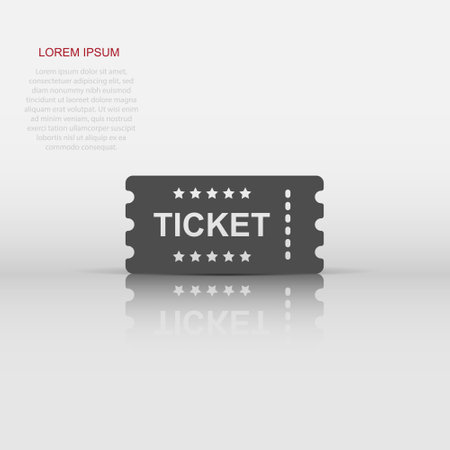Cinema ticket icon in flat style. Admit one coupon entrance vector illustration on white isolated background. Ticket business concept.のイラスト素材
