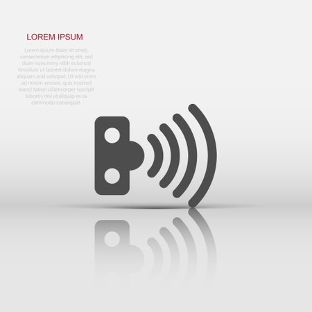 Motion sensor icon in flat style. Sensor waves vector illustration on white isolated background. Security connection business concept.のイラスト素材