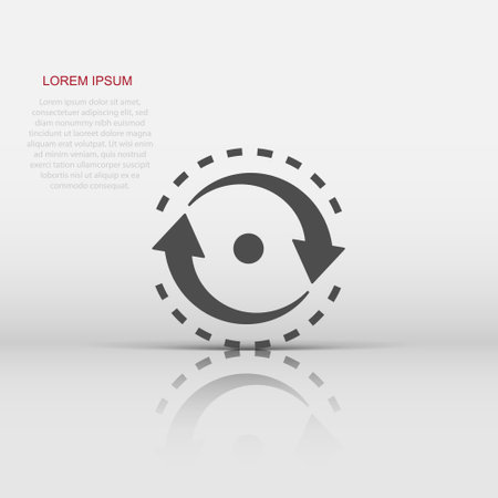 Oval with arrows icon in flat style. Consistency repeat vector illustration on white isolated background. Reload rotation business concept.のイラスト素材