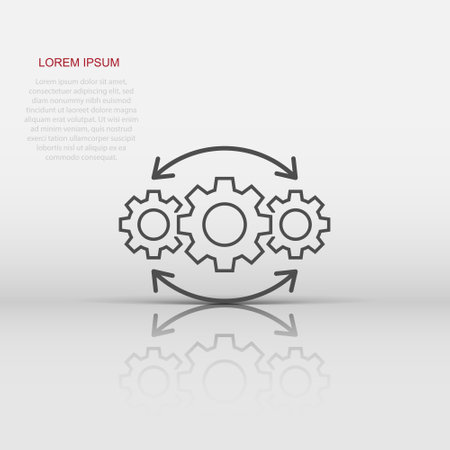 Operation project icon in flat style. Gear process vector illustration on white isolated background. Technology produce business concept.のイラスト素材