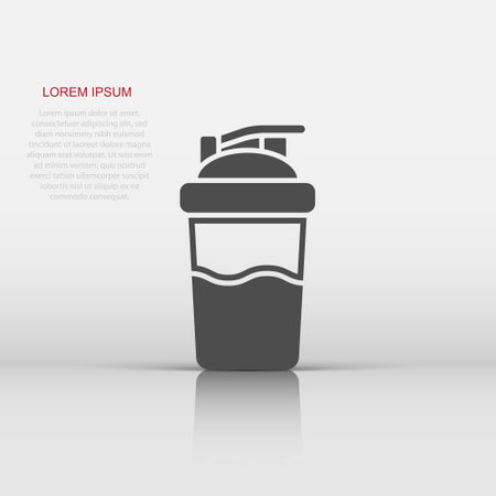 Shaker icon in flat style. Sport bottle vector illustration on white isolated background. Fitness container business concept.のイラスト素材