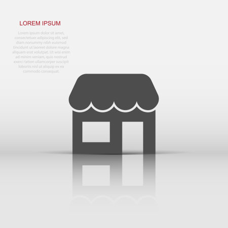 Grocery store icon in flat style. Shop building vector illustration on white isolated background. Market boutique business concept.のイラスト素材