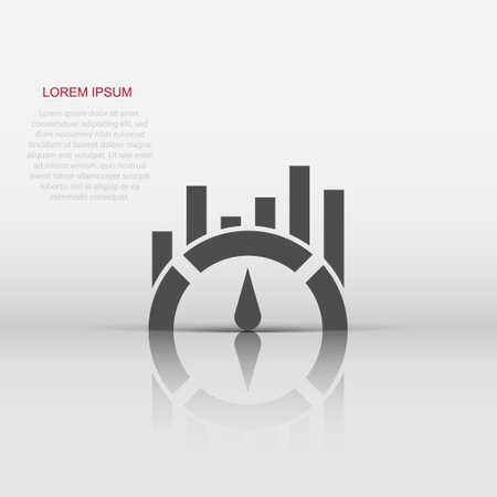 Benchmark measure icon in flat style. Dashboard rating vector illustration on white isolated background. Progress service business concept.のイラスト素材