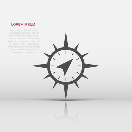Global navigation icon in flat style. Compass gps vector illustration on white isolated background. Location discovery business concept.のイラスト素材