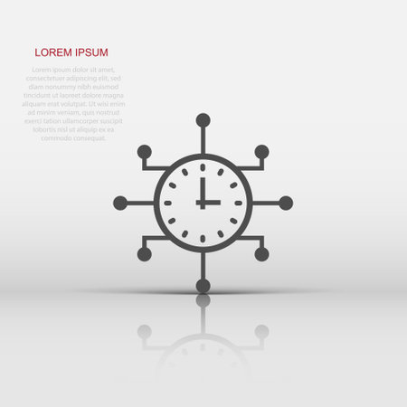 Real time icon in flat style. Clock vector illustration on white isolated background. Watch business concept.のイラスト素材