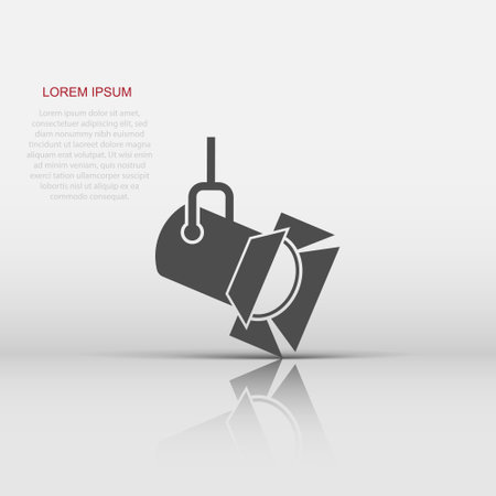 Spotlight icon in flat style. Lamp vector illustration on white isolated background. Flashlight business concept.のイラスト素材