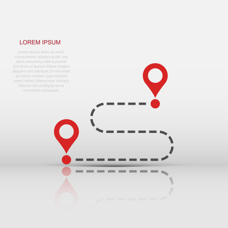 Move location icon in flat style. Pin gps vector illustration on white isolated background. Navigation business concept.のイラスト素材