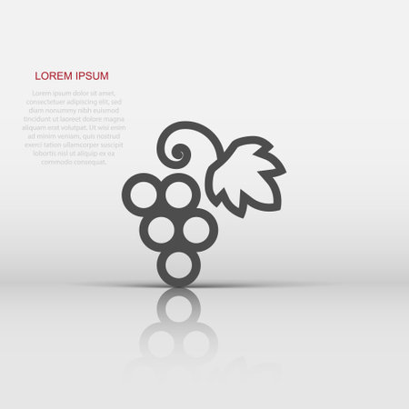 Grape fruits sign icon in flat style. Grapevine vector illustration on white isolated background. Wine grapes business concept.のイラスト素材