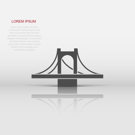 Bridge sign icon in flat style. Drawbridge vector illustration on white isolated background. Road business concept.のイラスト素材