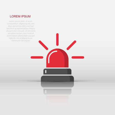 Emergency siren icon in flat style. Police alarm vector illustration on white isolated background. Medical alert business concept.のイラスト素材
