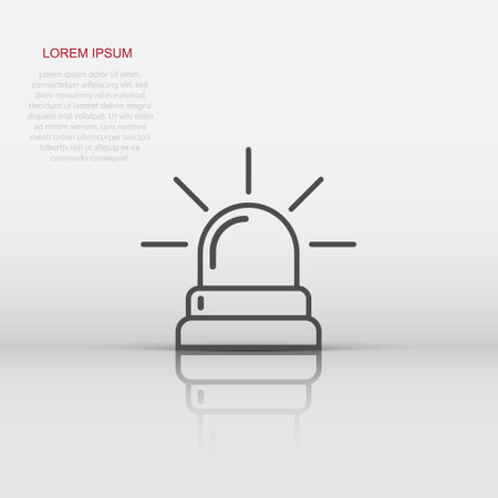 Emergency siren icon in flat style. Police alarm vector illustration on white isolated background. Medical alert business concept.のイラスト素材