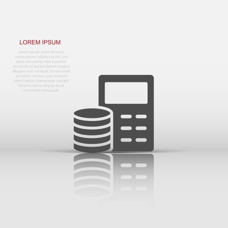 Money calculation icon in flat style. Budget banking vector illustration on white isolated background. Financial payment business concept.のイラスト素材