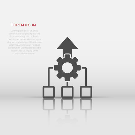 Improvement icon in flat style. Gear project vector illustration on white isolated background. Productivity business concept.のイラスト素材