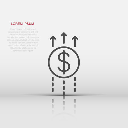 Growth arrow icon in flat style. Revenue vector illustration on white isolated background. Increase business concept.のイラスト素材