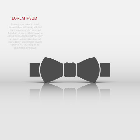 Tie bow icon in flat style. Bowtie vector illustration on white isolated background. Butterfly business concept.のイラスト素材