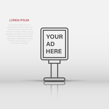 Billboard icon in flat style. Citylight display vector illustration on white isolated background. Banner placard business concept.のイラスト素材