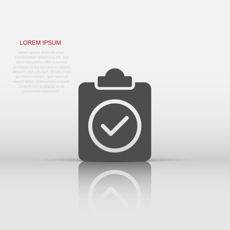 Document checkbox icon in flat style. Test vector illustration on white isolated background. Contract business concept.のイラスト素材