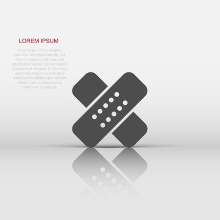 Bandage icon in flat style. Plaster vector illustration on white isolated background. First aid kit business concept.のイラスト素材