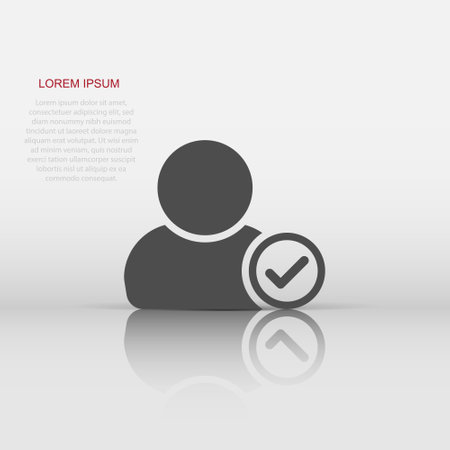 Login icon in flat style. People secure access vector illustration on white isolated background. Password approved business concept.のイラスト素材