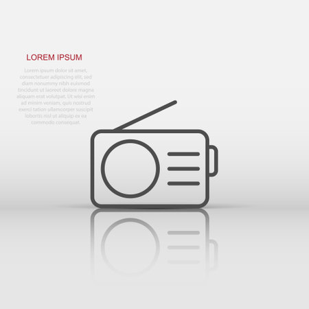 Radio icon in flat style. Fm broadcast vector illustration on white isolated background. Radiocast business concept.のイラスト素材
