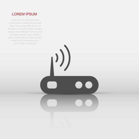 Wifi router icon in flat style. Broadband vector illustration on white isolated background. Internet connection business concept.のイラスト素材