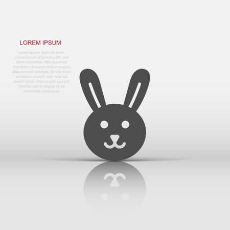 Rabbit icon in flat style. Bunny vector illustration on white isolated background. Happy easter business concept.のイラスト素材