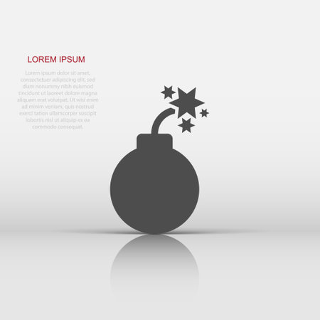 Bomb icon in flat style. Dynamite vector illustration on white isolated background. C4 tnt business concept.のイラスト素材