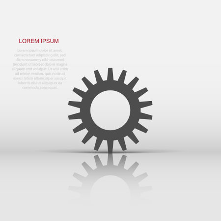 Gear vector icon in flat style. Cog wheel illustration on white isolated background. Gearwheel cogwheel business concept.のイラスト素材