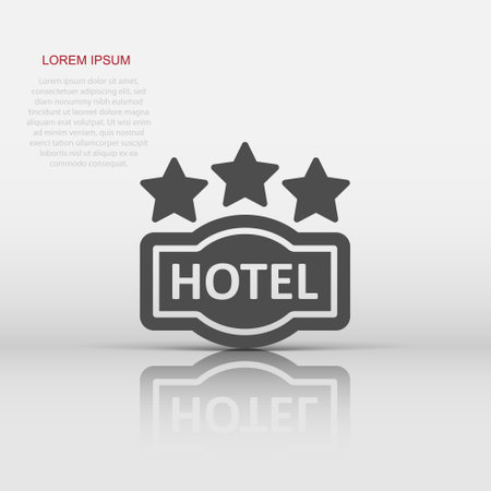 Hotel 3 stars sign icon in flat style. Inn vector illustration on white isolated background. Hostel room information business concept.のイラスト素材