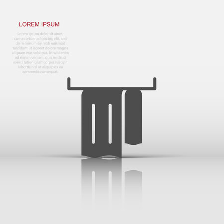 Bathroom towel icon in flat style. Washcloth vector illustration on white isolated background. Hygiene wiping business concept.のイラスト素材