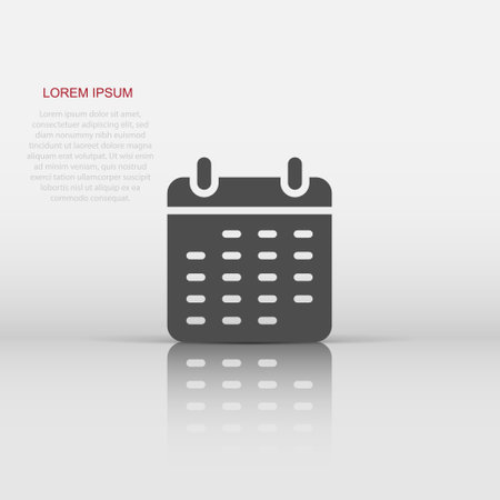 Calendar icon in flat style. Agenda vector illustration on white isolated background. Schedule planner business concept.のイラスト素材