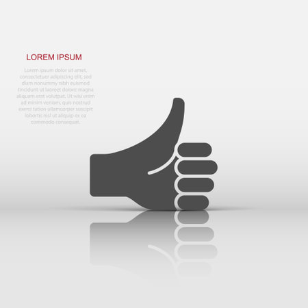 Thumb up icon in flat style. Like gesture vector illustration on white isolated background. Approval mark business concept.のイラスト素材