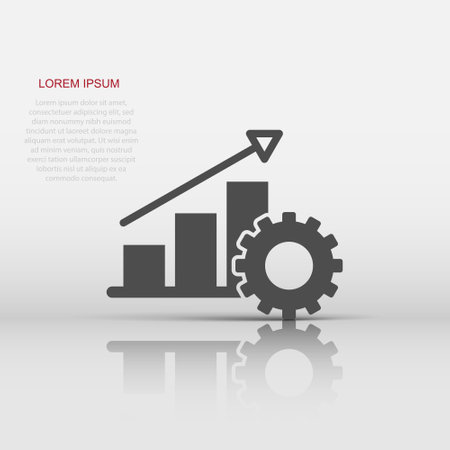 Productivity icon in flat style. Process strategy vector illustration on isolated background. Seo analytics sign business concept.のイラスト素材