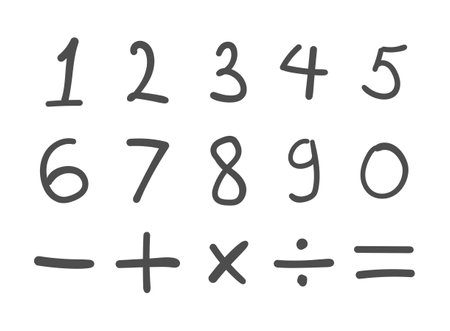 Numbers icon in hand drawn style. Number vector illustration on isolated background. Basic math signs sign business concept.のイラスト素材