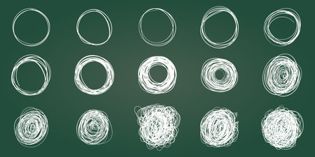 Circle line sketch icon in hand drawn style. Circular scribble doodle vector illustration on isolated background. Pencil or pen bubble sign business concept.のイラスト素材