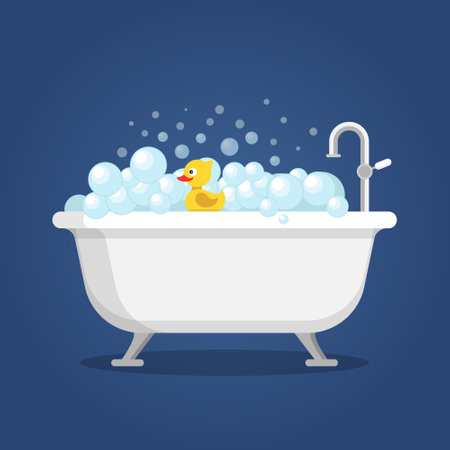 Bath icon in flat style. Bathroom vector illustration on isolated background. Bathtub sign business concept.のイラスト素材