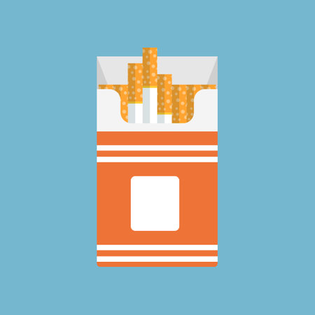 Packet of cigarettes icon in flat style. Smoking vector illustration on isolated background. Tobacco box sign business concept.のイラスト素材