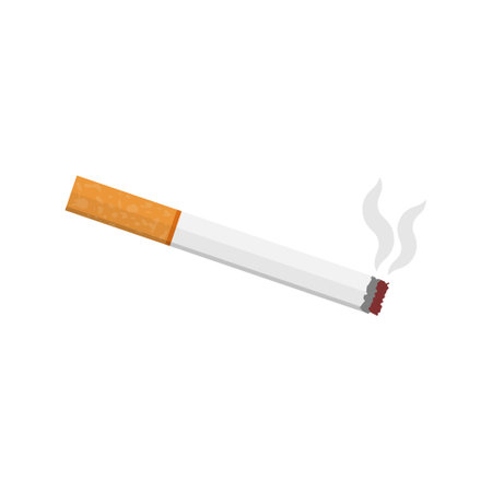 Cigarette icon in flat style. Smoking vector illustration on isolated background. Tobacco sign business concept.のイラスト素材