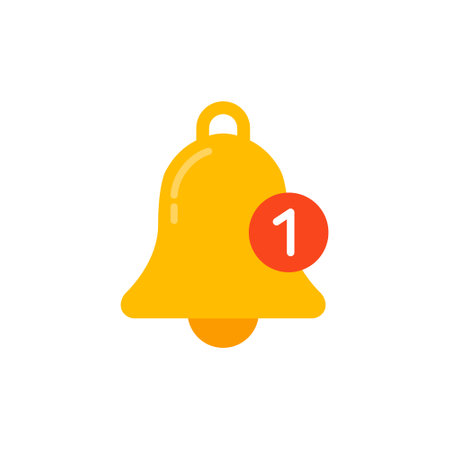 Notification bell icon in flat style. Incoming inbox message vector illustration on isolated background. Ringing bell sign business concept.のイラスト素材