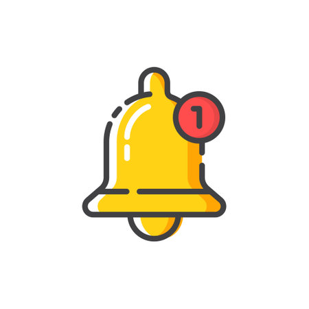 Notification bell icon in flat style. Incoming inbox message vector illustration on isolated background. Ringing bell sign business concept.のイラスト素材