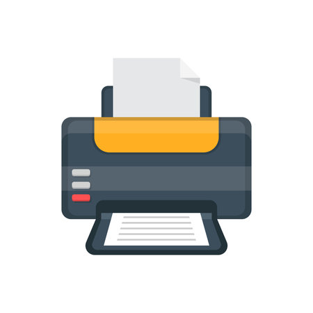 Printer icon in flat style. Office machine vector illustration on isolated background. Printout sign business concept.のイラスト素材