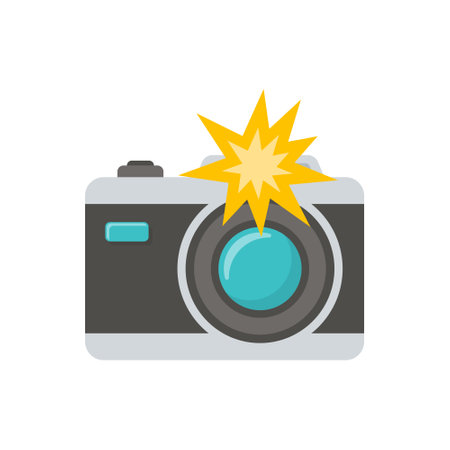 Camera icon in flat style. Photography vector illustration on isolated background. Photo sign business concept.のイラスト素材
