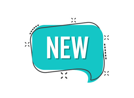 New banner icon in flat style. Arrivals shop vector illustration on isolated background. Fresh product sign business concept.のイラスト素材